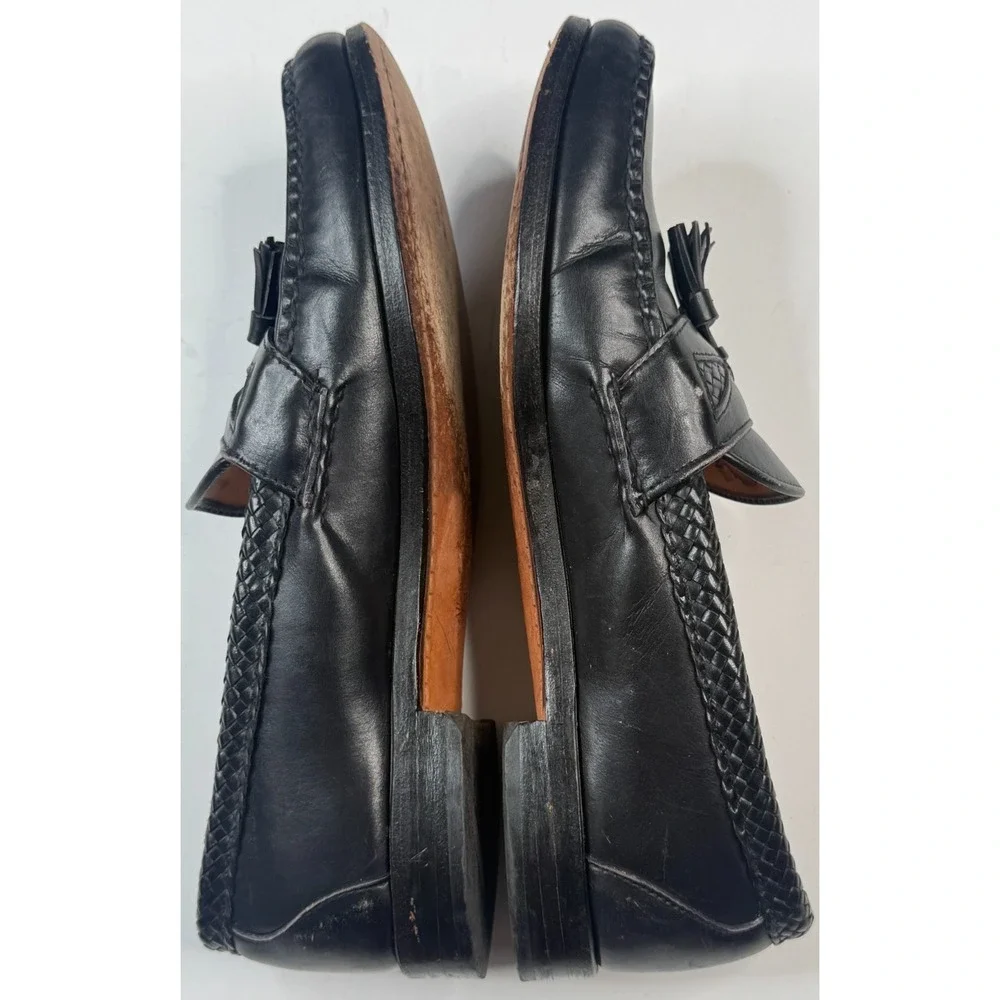 Allen Edmonds Men Handmade Maxfield Black Tassle Leather Slip On Shoes Size 11 B